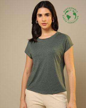 tencel dolman-sleeve round-neck t-shirt