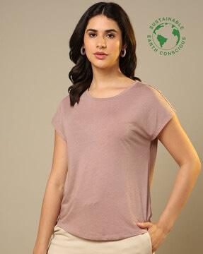 tencel dolman-sleeve round-neck t-shirt