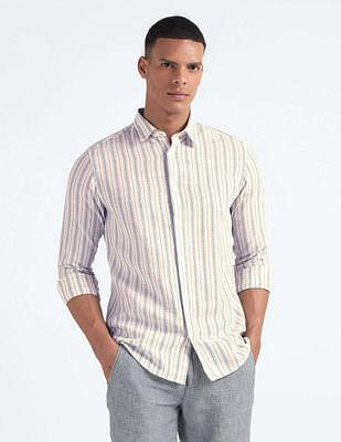 tencel hemp cotton stripe shirt