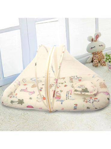 tent mattress set with neck pillow i love animals cream