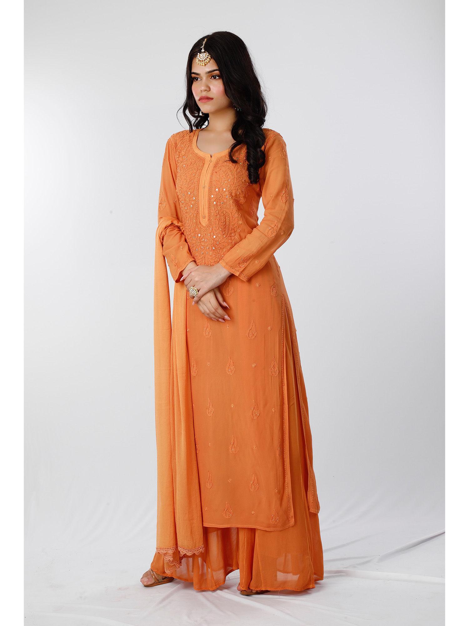 tequila sunrise chikankari kurta