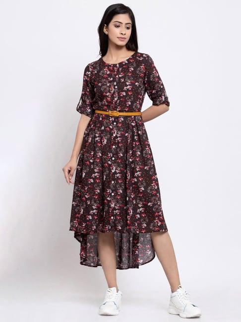 terquois brown printed dress