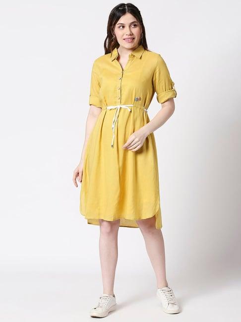 terquois classic embroided casual linen tieup dress
