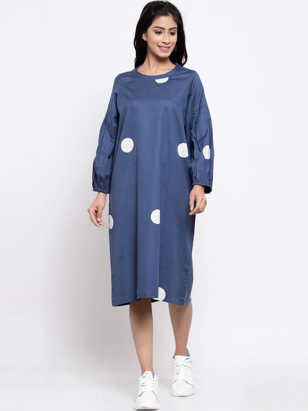 terquois women blue printed a-line dress