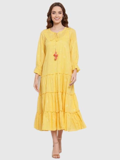 terquois yellow embellished dress