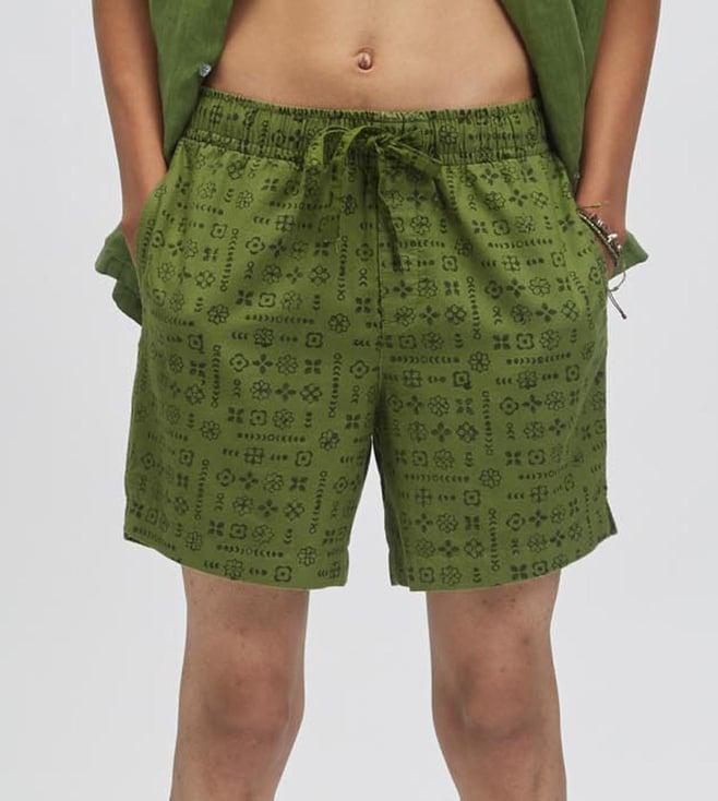 terra luna hvar moon print - olive shorts