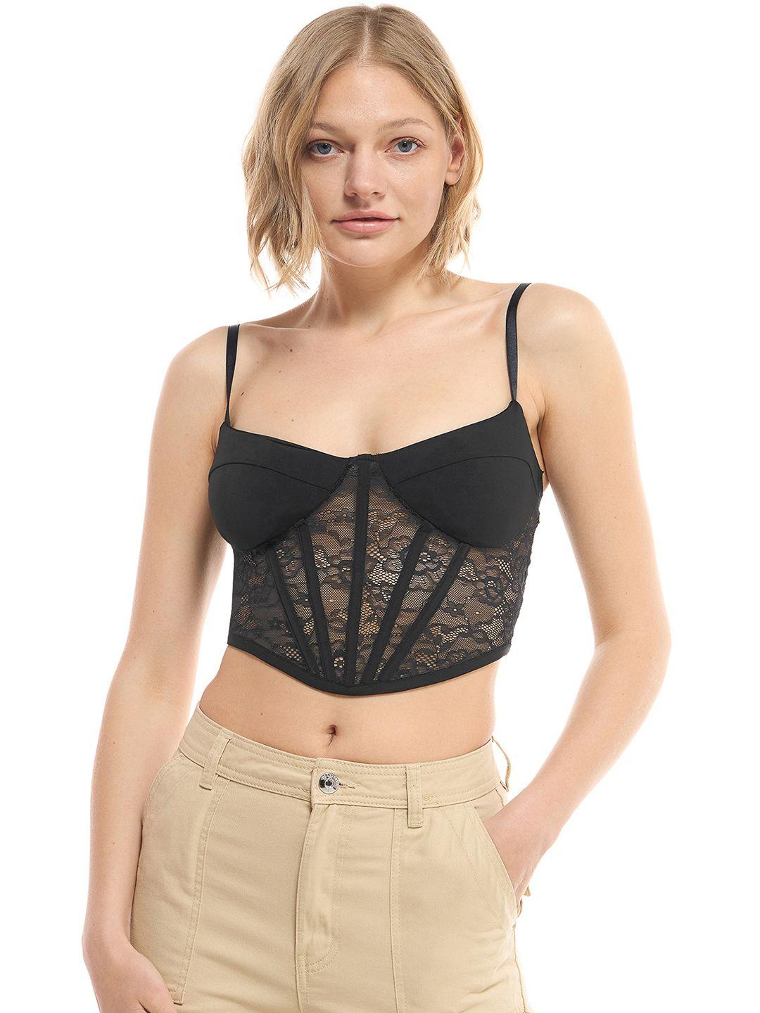 terranova lace inserted crop top