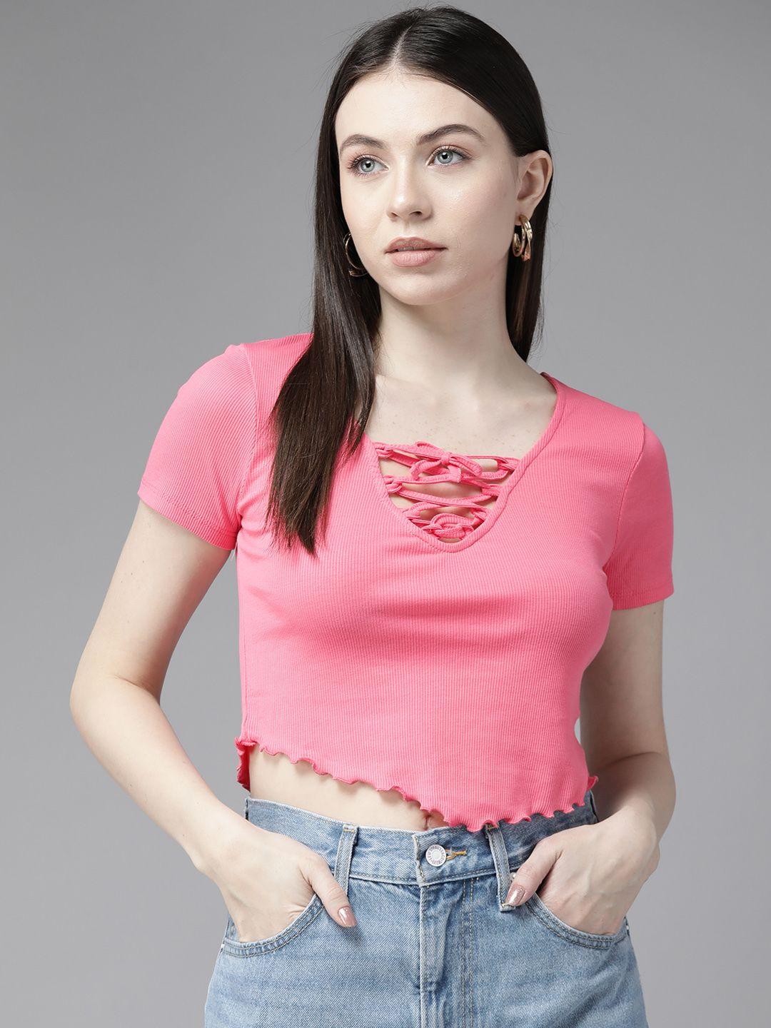 terranova pure cotton tie-up detail fitted top