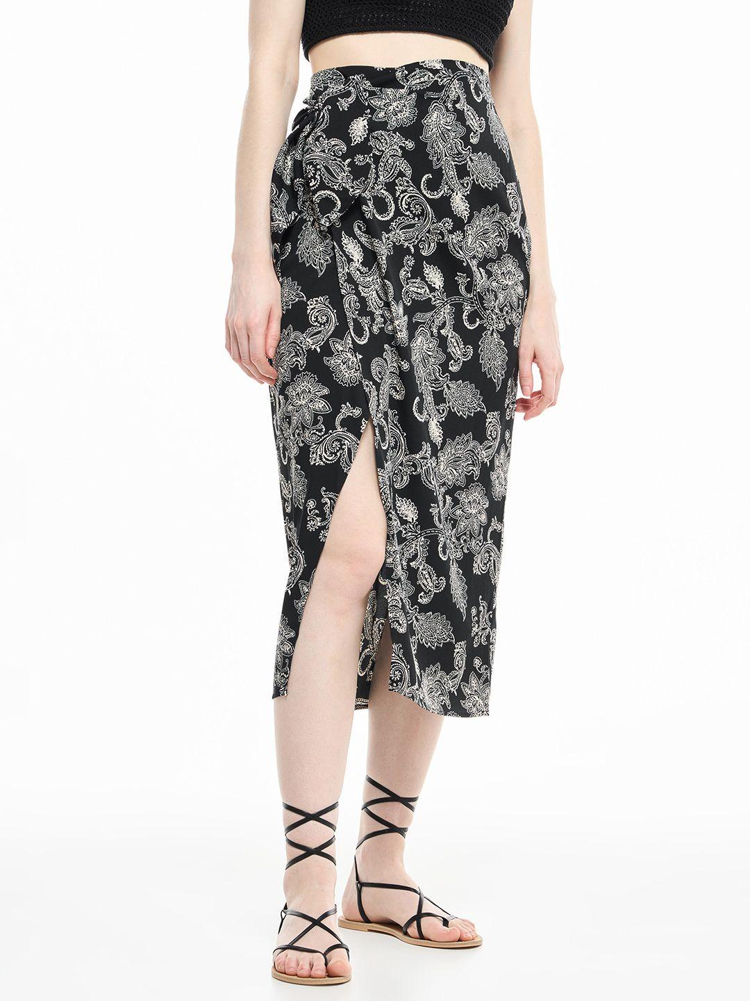 terranova printed wrap midi skirt