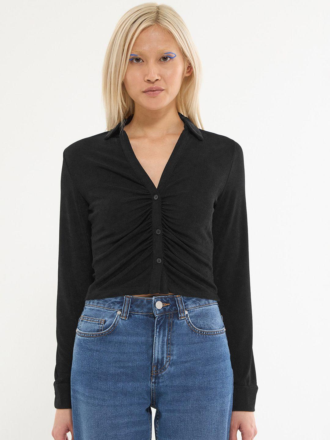 terranova ruched detail shirt style top