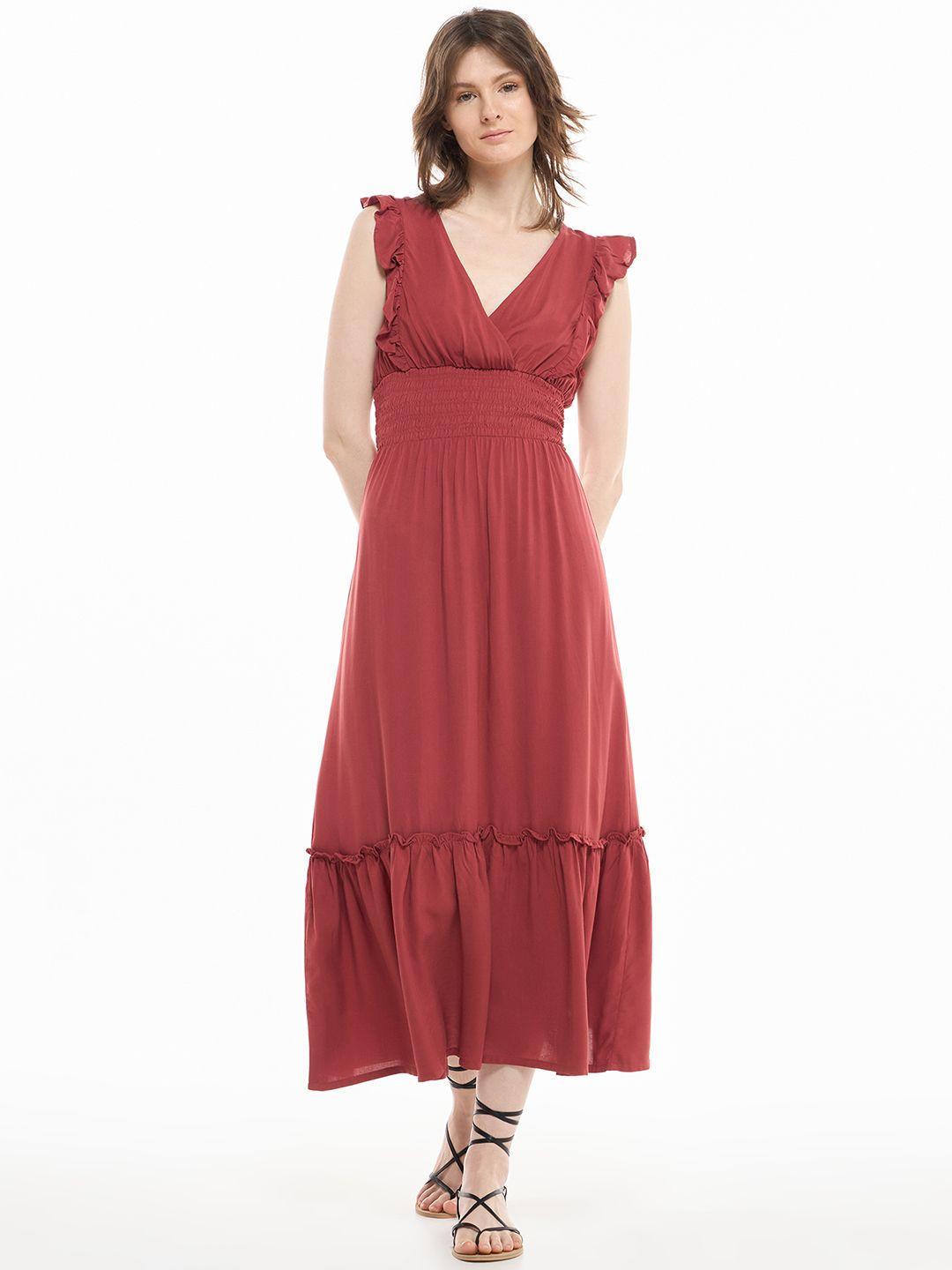 terranova smocked flutter sleeve maxi dress