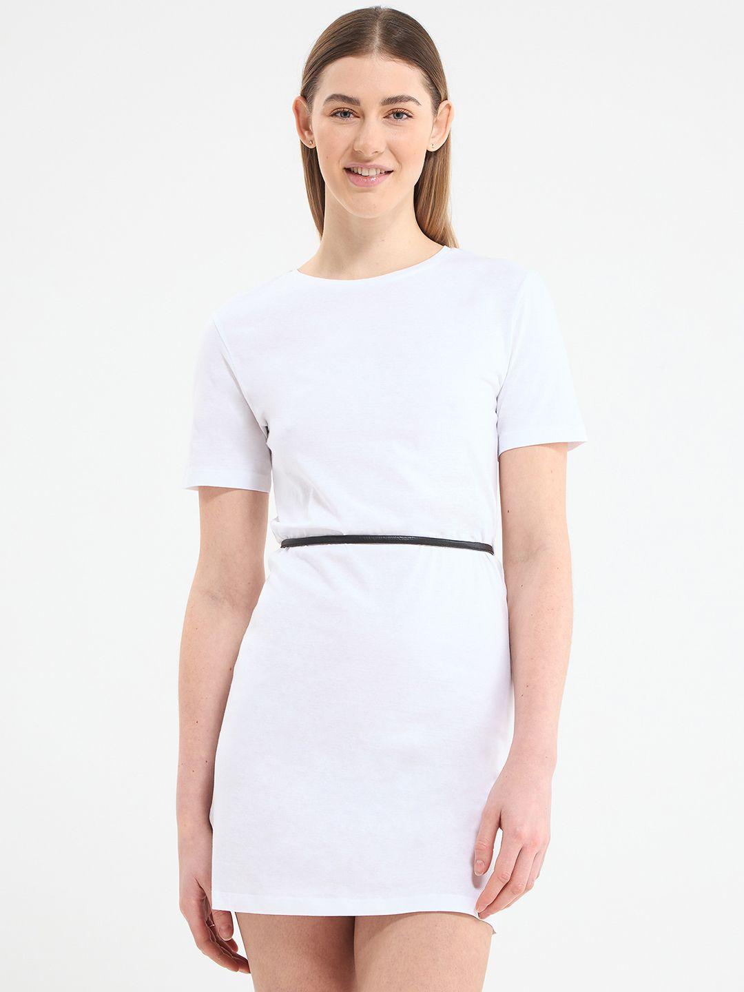 terranova solid t-shirt mini dress with belt