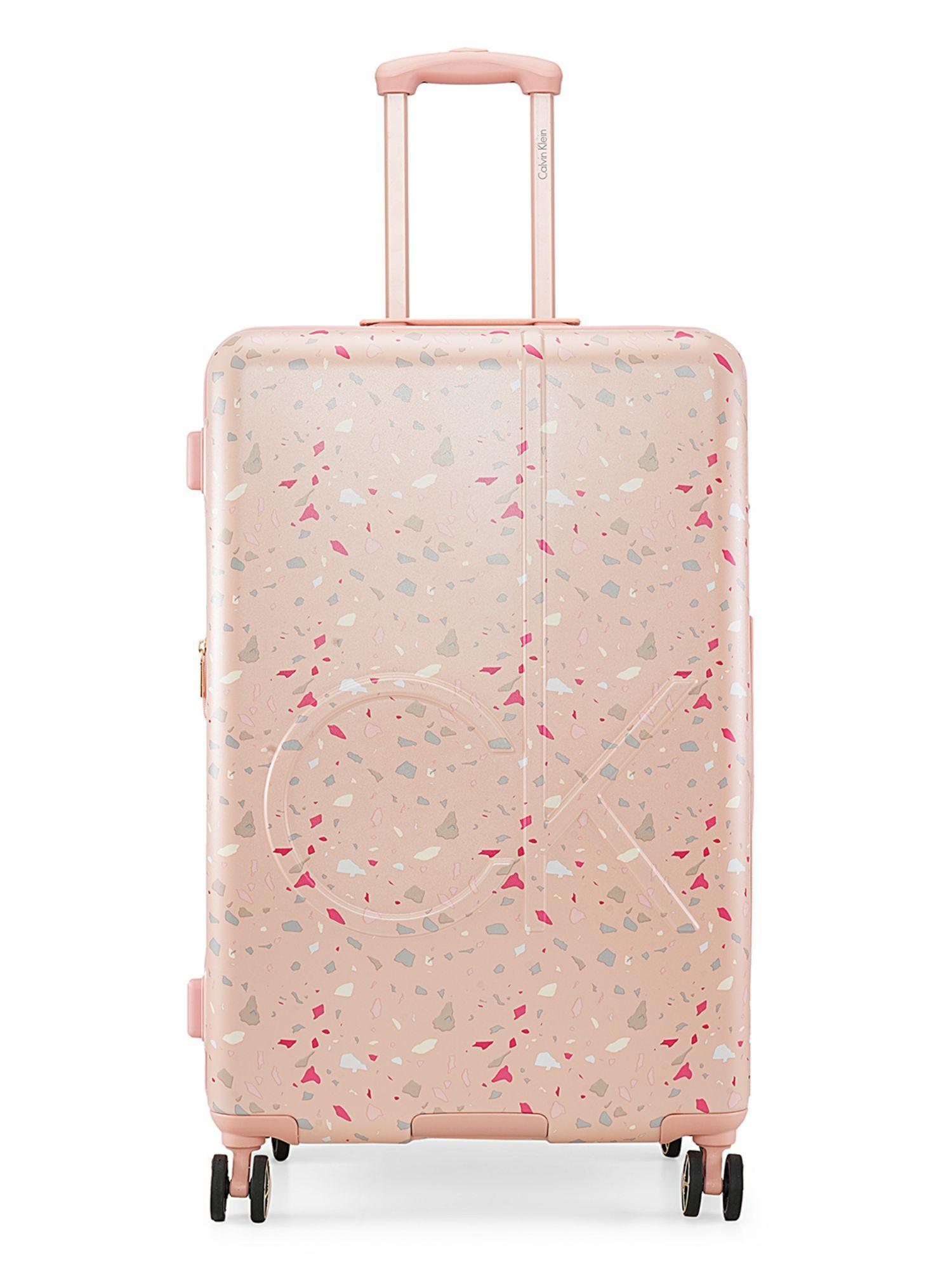 terrazzo island dusty pink color abs material hard 20 inches cabin size trolley