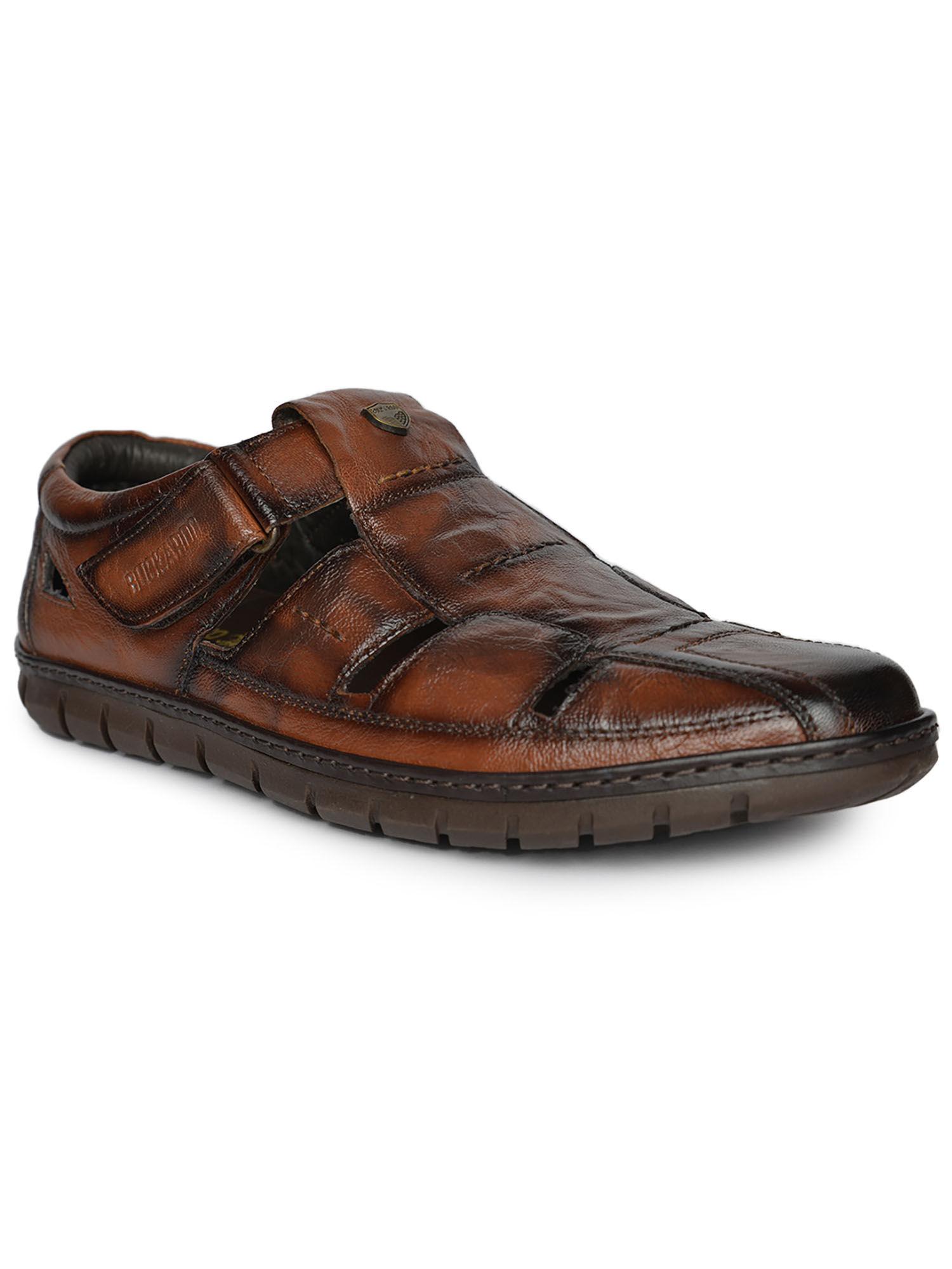 terrot crumbald leather tan casual closed sandals for men