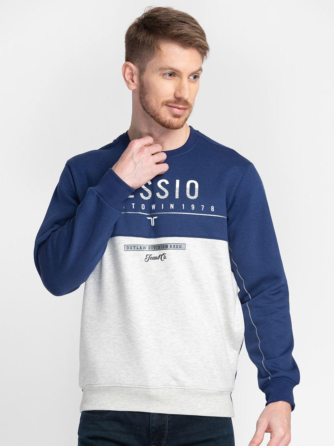 tessio men cream-coloured colourblocked sweatshirt