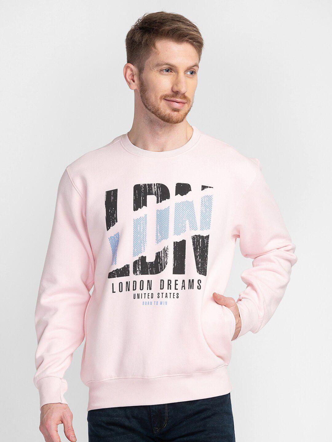 tessio men pink printed sweatshirt