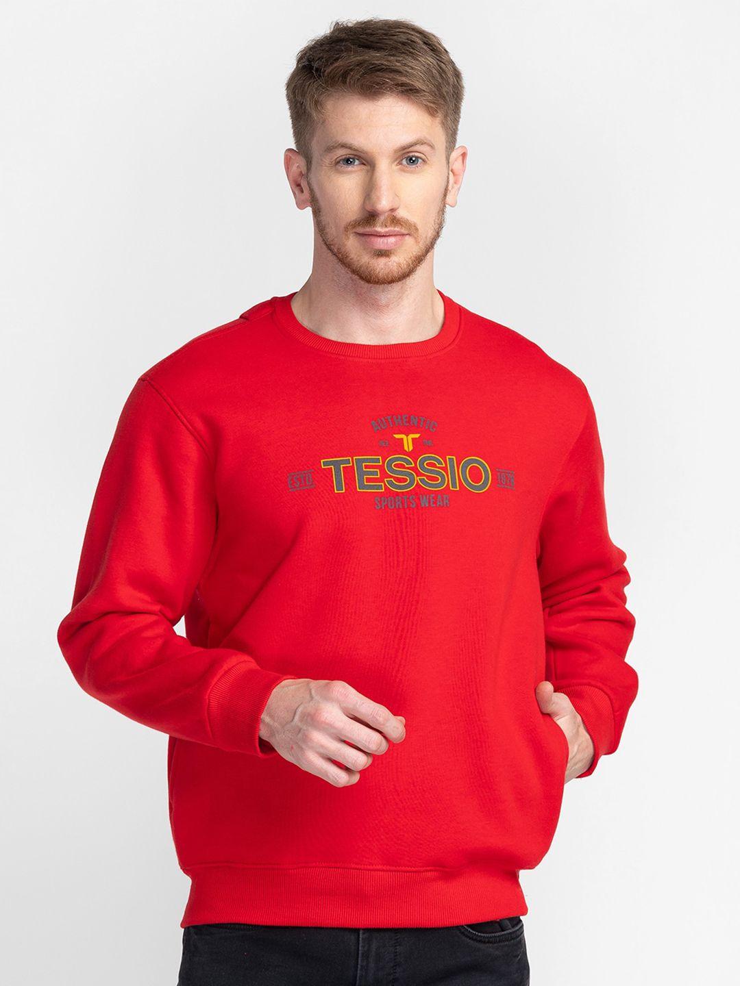tessio men red printed sweatshirt
