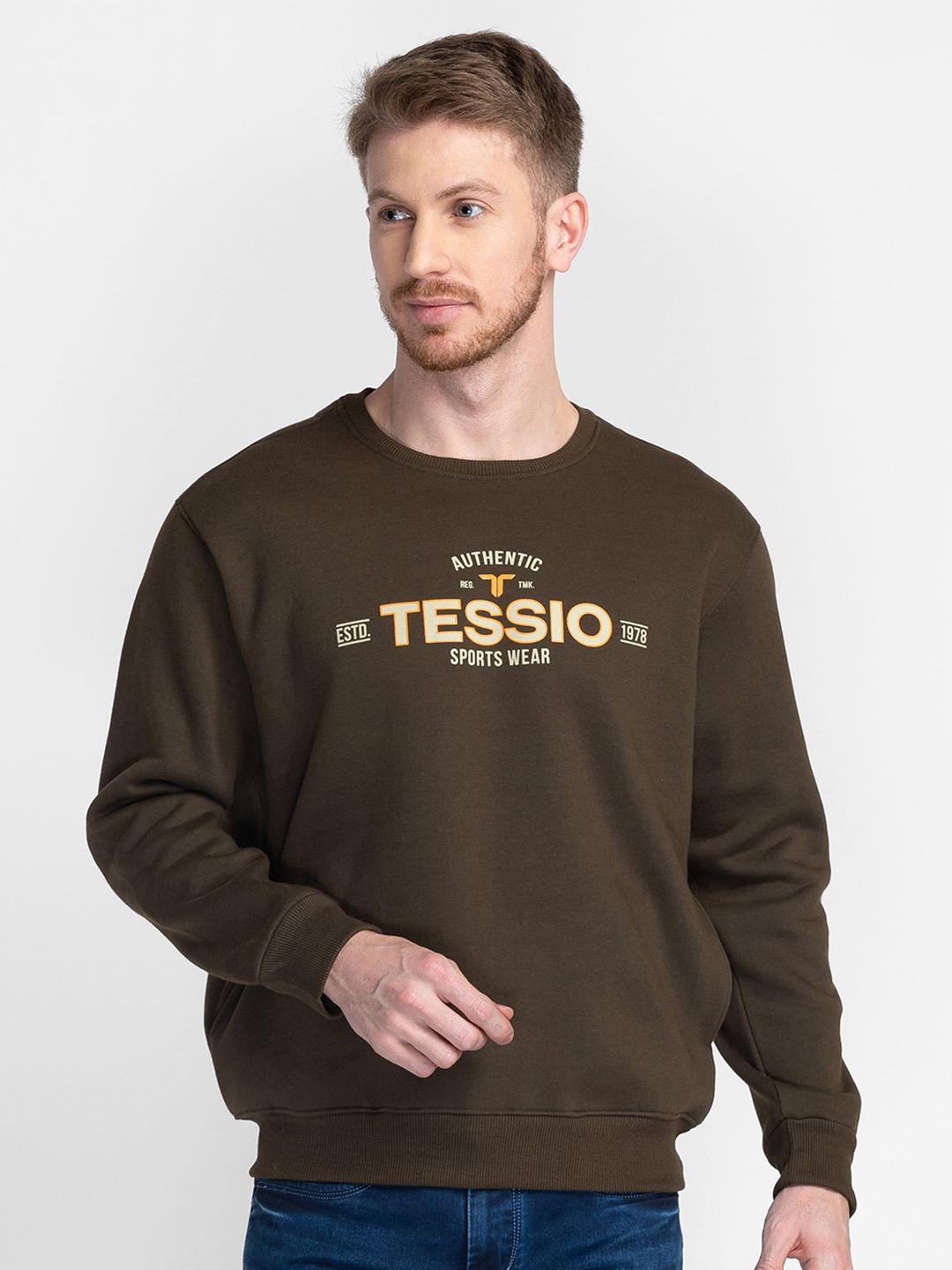 tessio brand logo printed pullover cotton sweatshirt