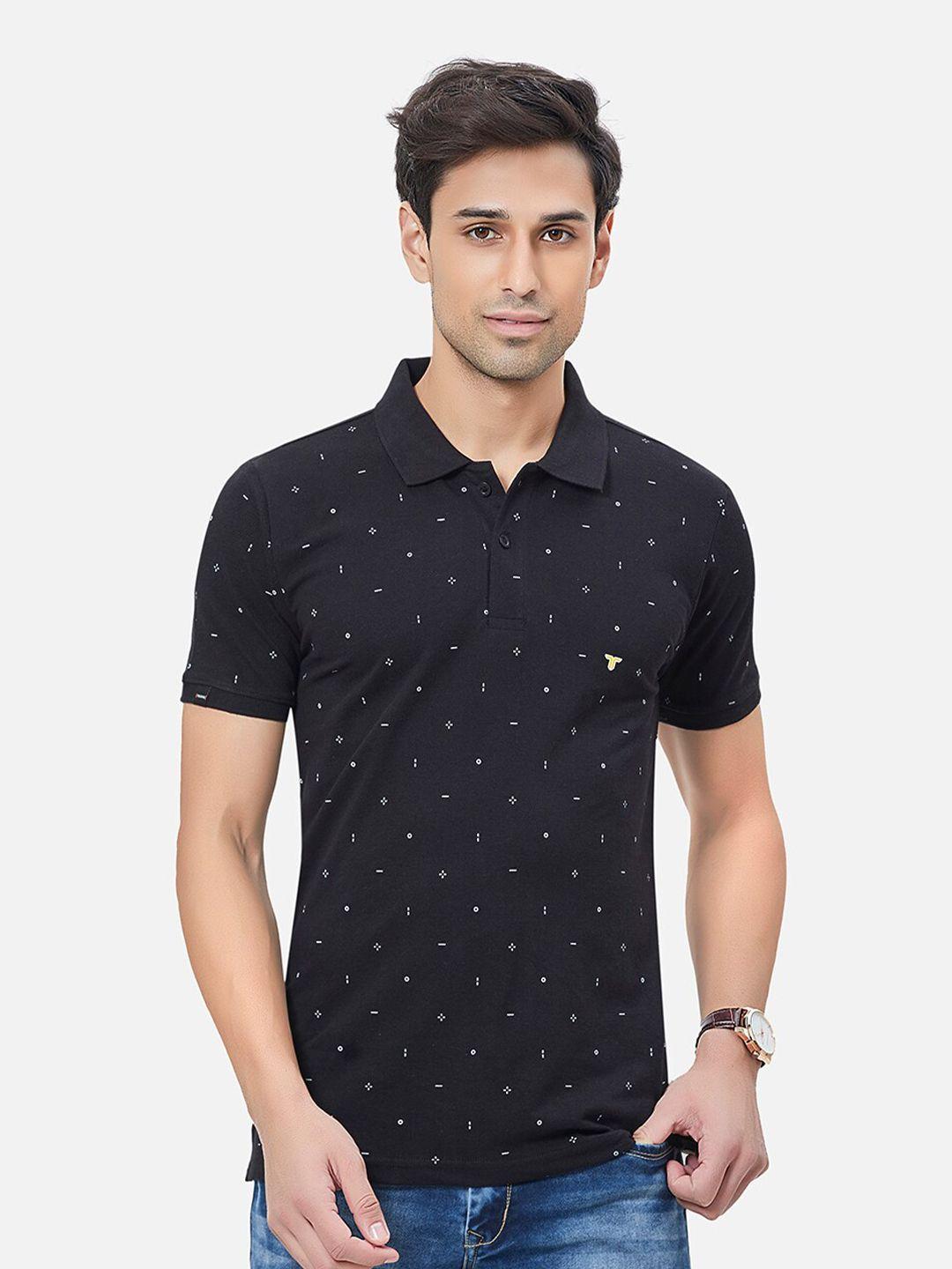 tessio men black printed v-neck t-shirt