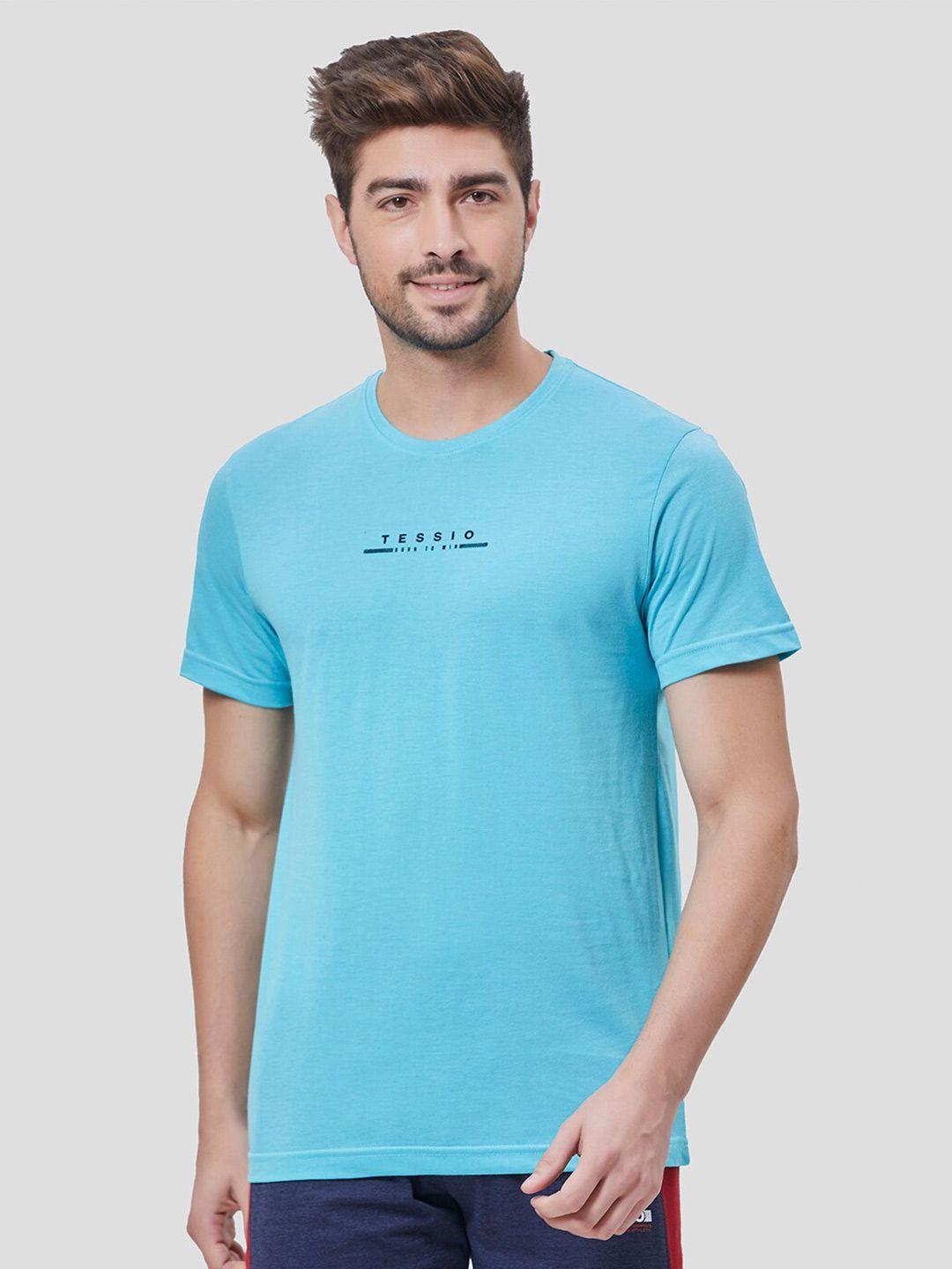 tessio men blue printed pockets t-shirt