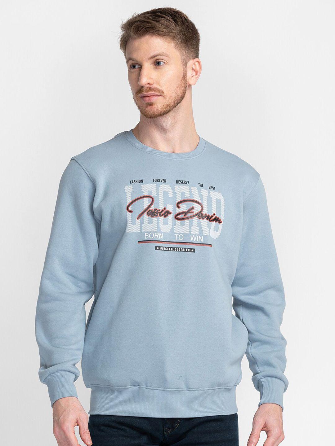 tessio men blue printed sweatshirt