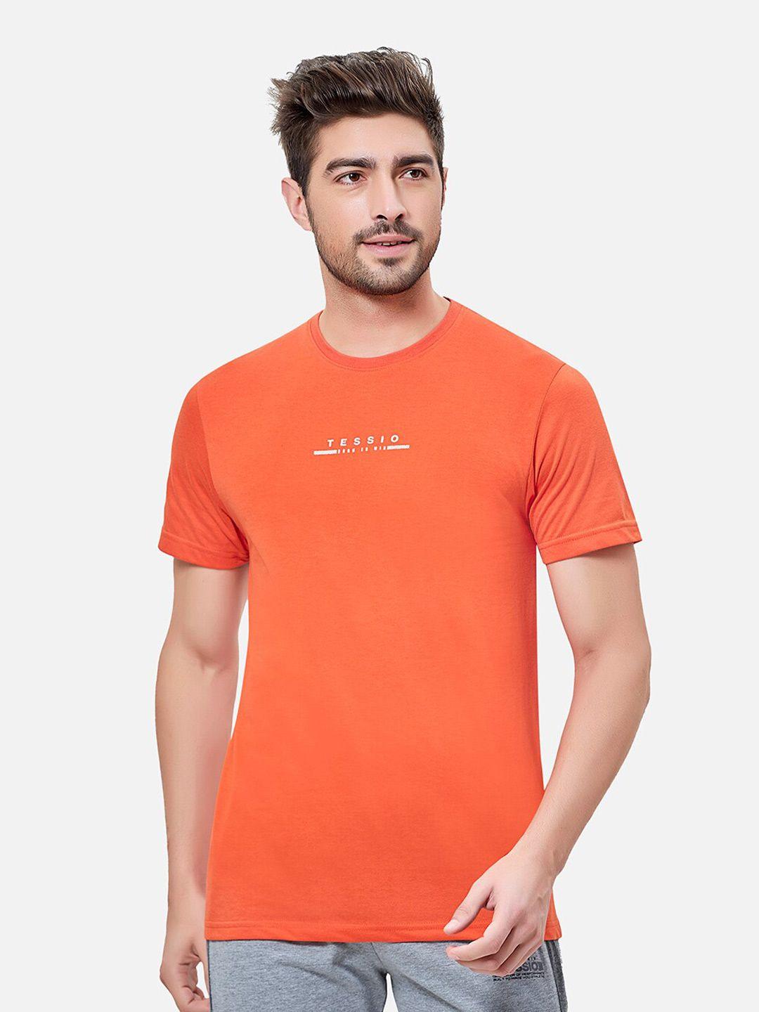 tessio men orange henley neck pockets t-shirt