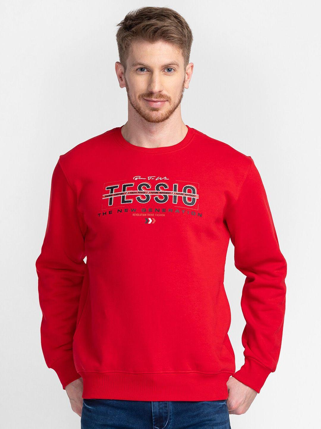 tessio men red printed sweatshirt