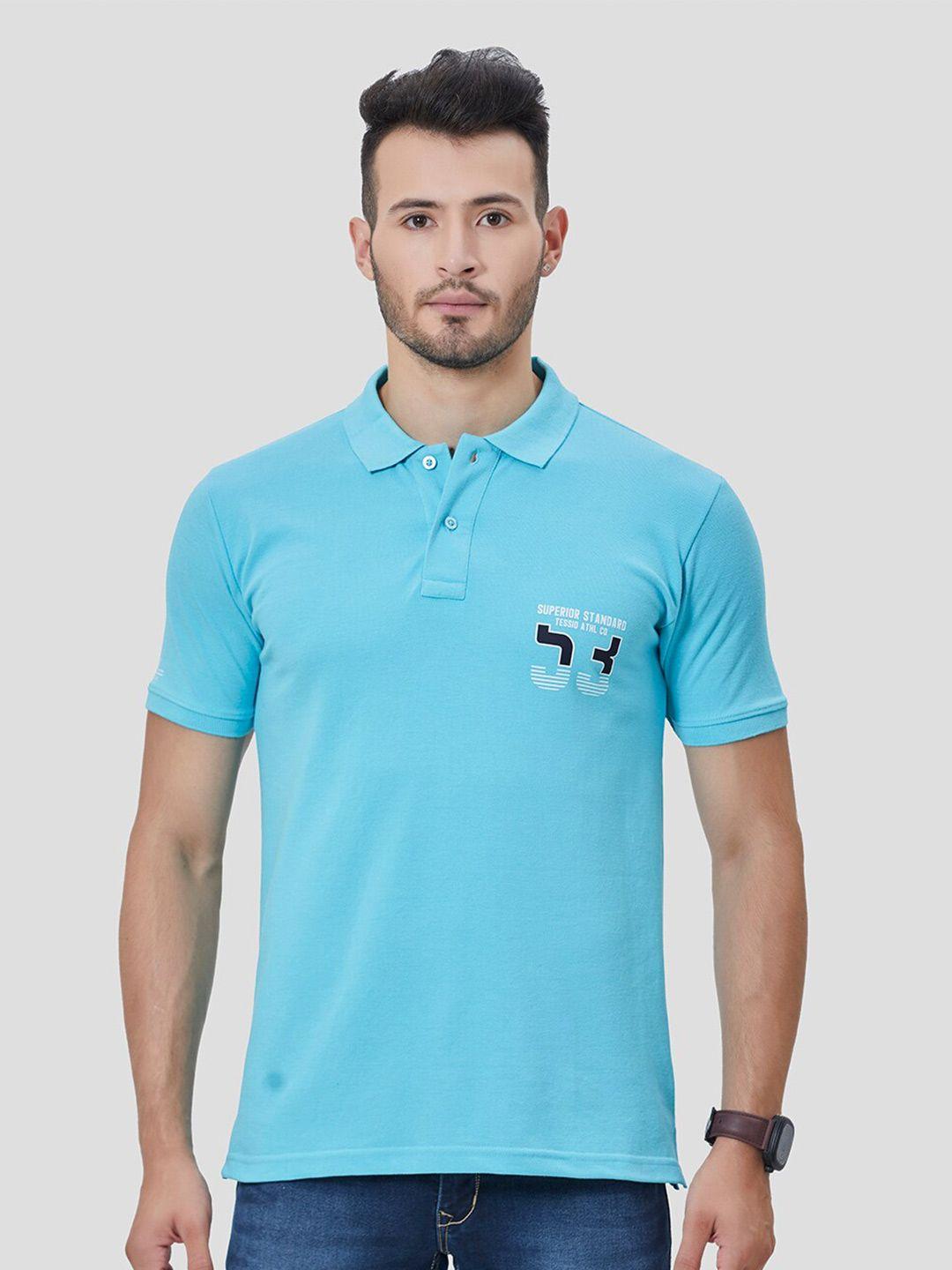 tessio men turquoise blue henley neck pockets t-shirt