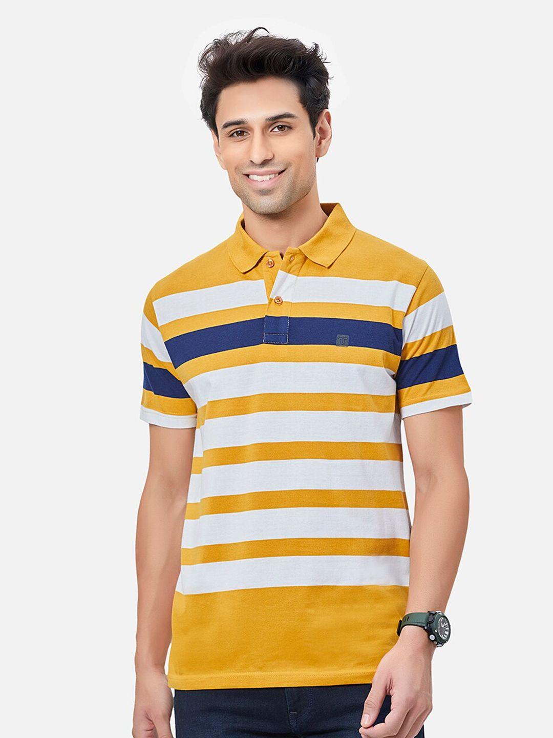 tessio men yellow striped pockets t-shirt
