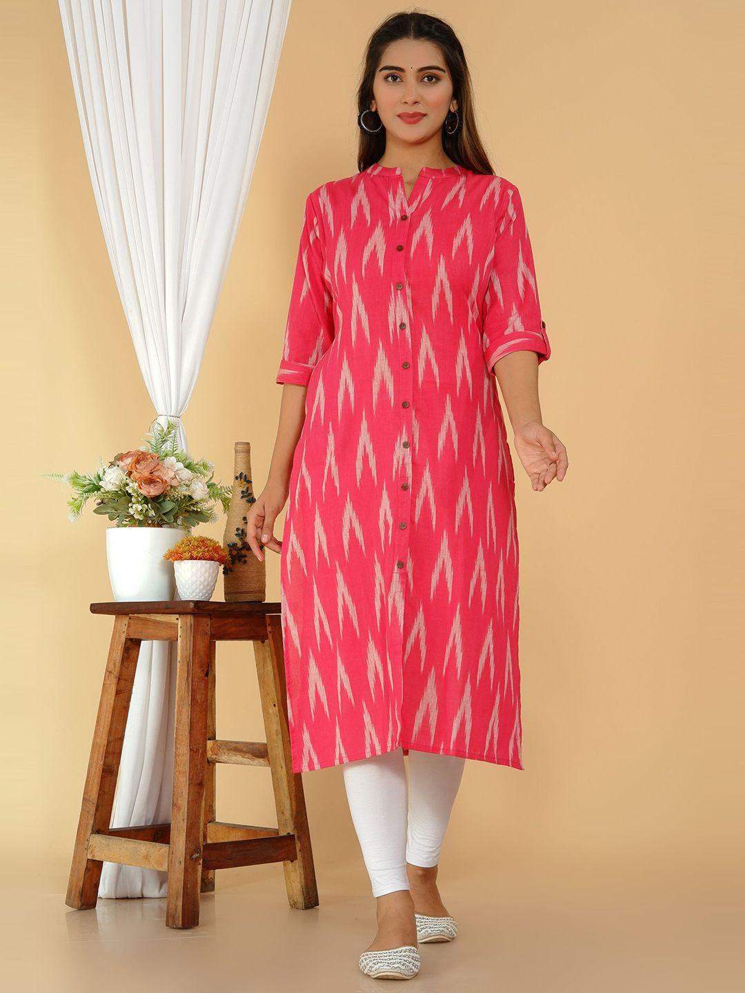 tetalee women red & white printed pure cotton kurta