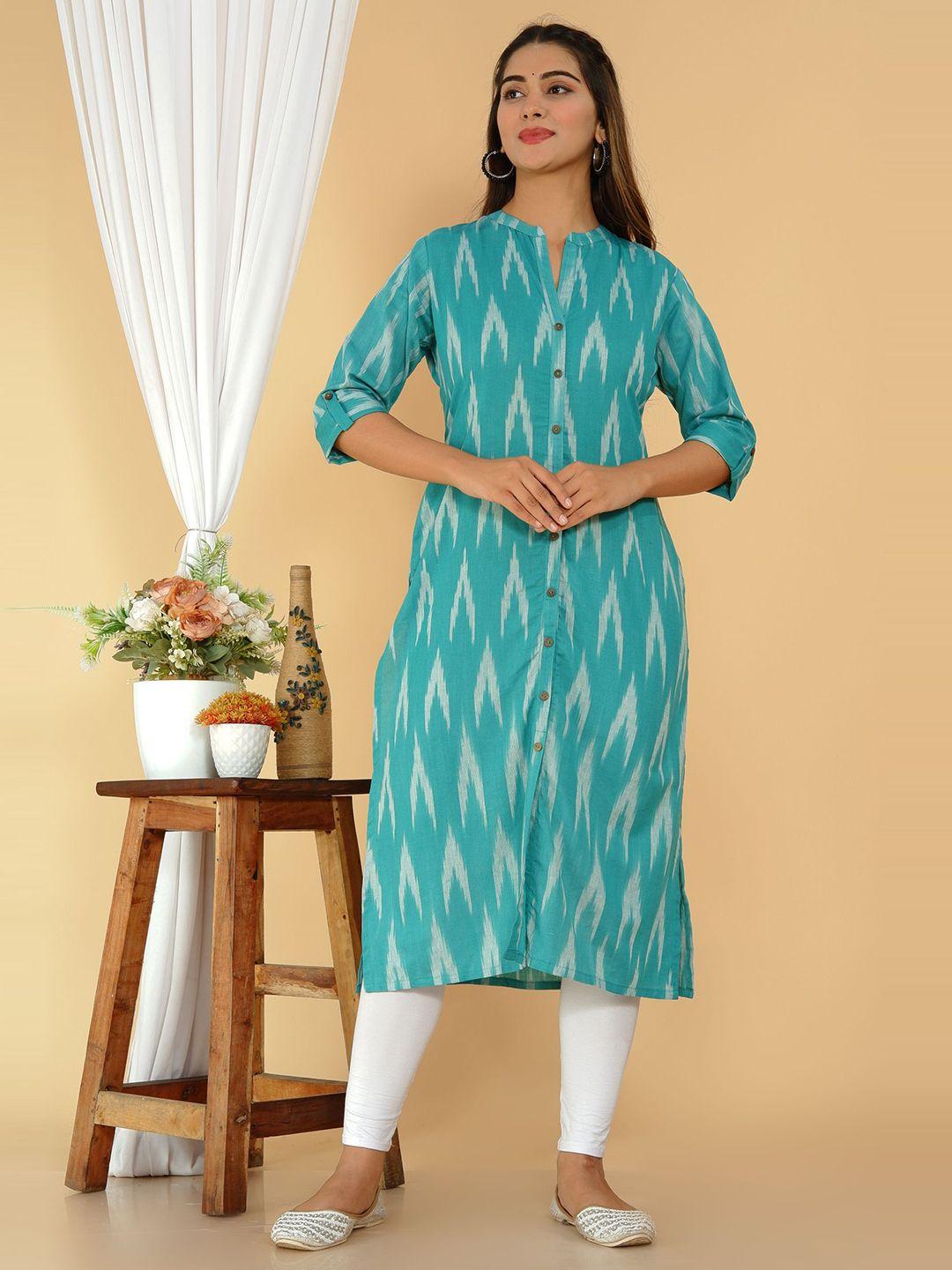 tetalee women teal geometric printed kurta