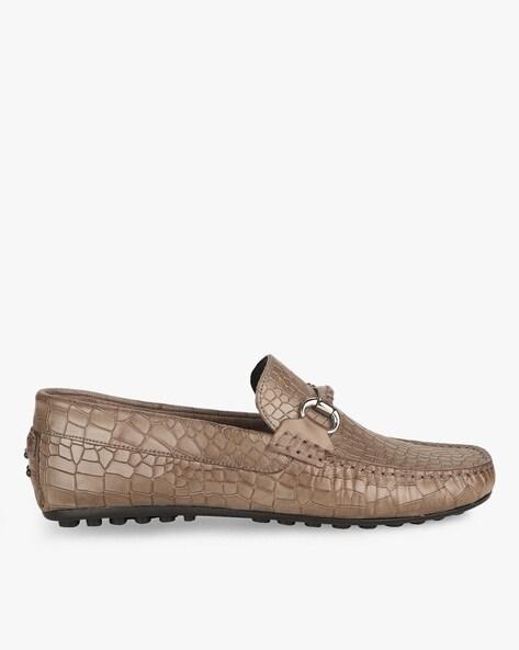 texmex croc-embossed leather driver shoes