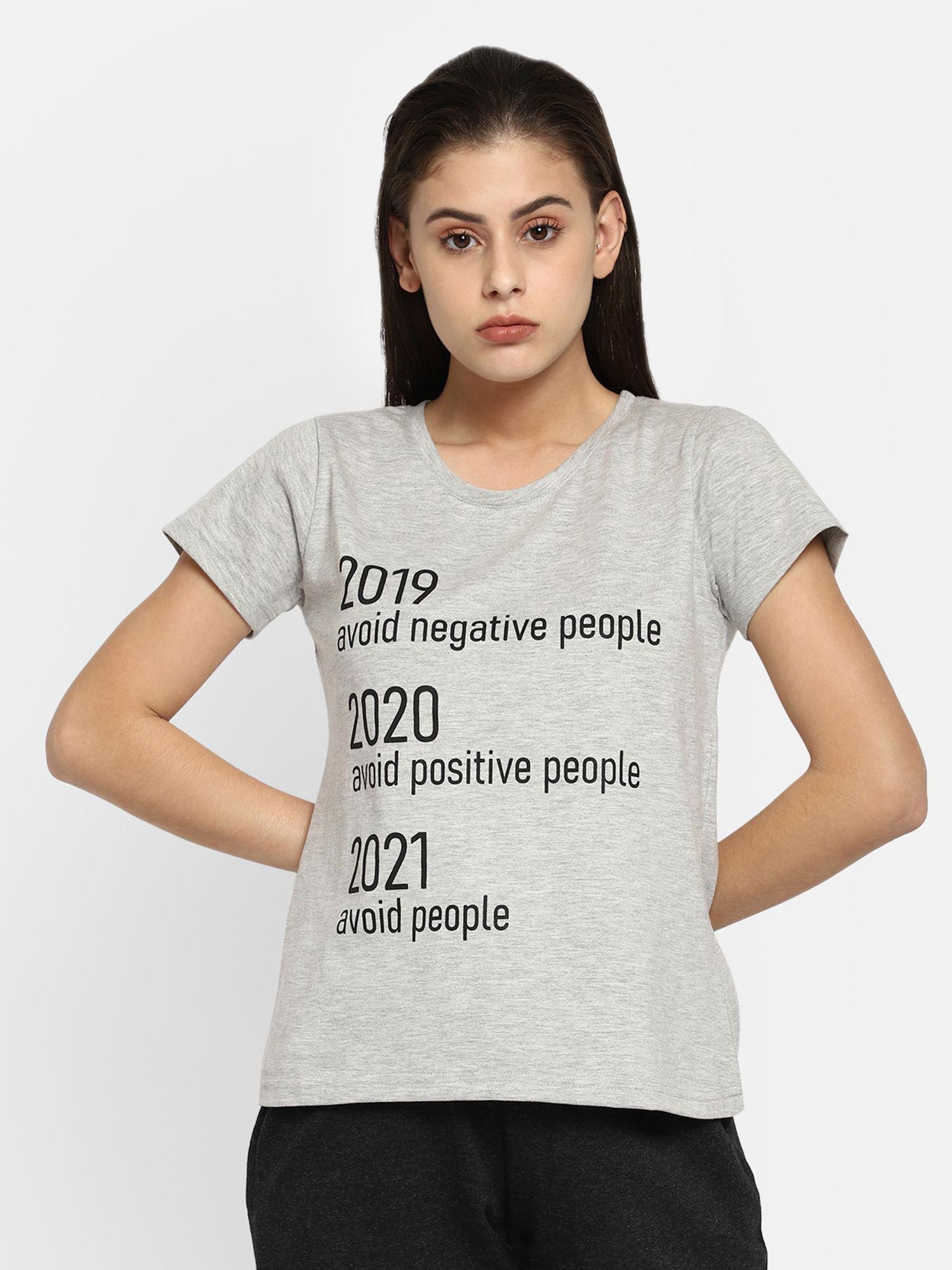 text print sleep t-shirt in melange grey - 100% cotton