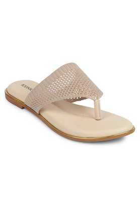 textile slipon women's party wear sandals - natural