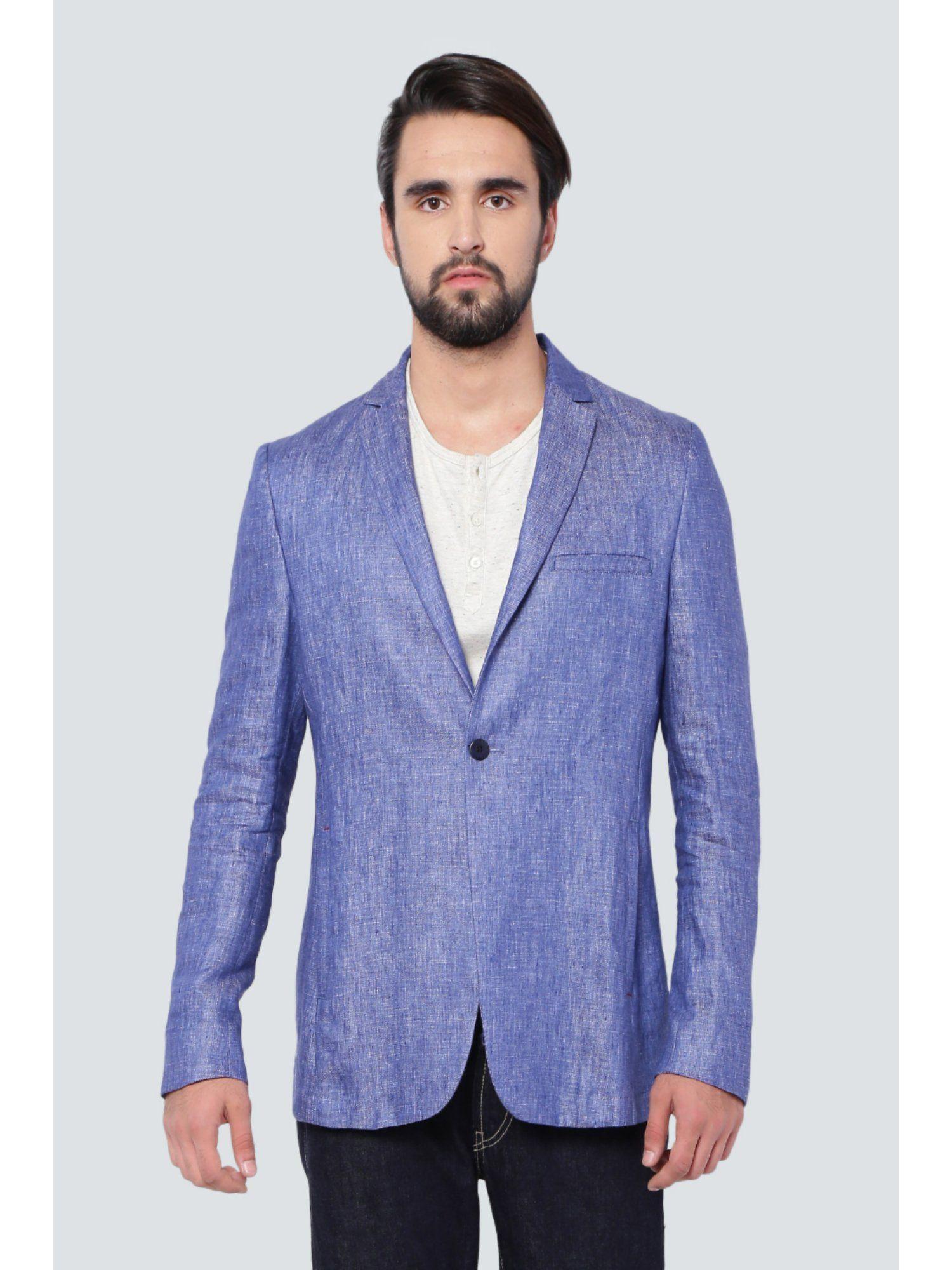 textured blue blazer