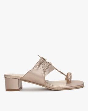 textured chunky heeled sandals