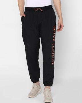 textured classic fit joggers with drawstring waistband