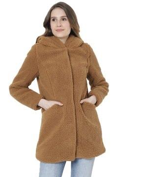 textured coat with insert pockets