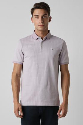 textured cotton polo men's t-shirt - purple