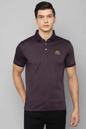 textured cotton polo men's t-shirt - purple