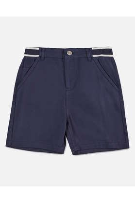 textured cotton regular boy's shorts - navy