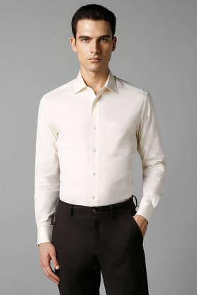 textured cotton regular fit men's formal wear shirt - yellow