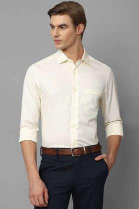 textured cotton regular fit men's work wear shirt - yellow