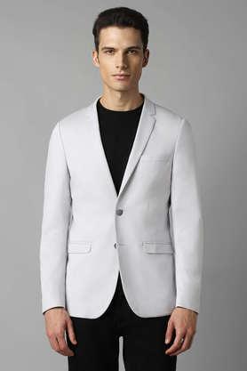 textured cotton super slim fit men's blazer - grey