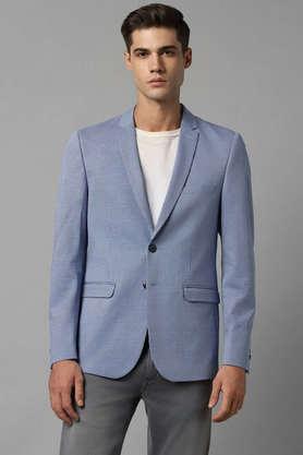 textured cotton super slim fit men's casual blazer - blue