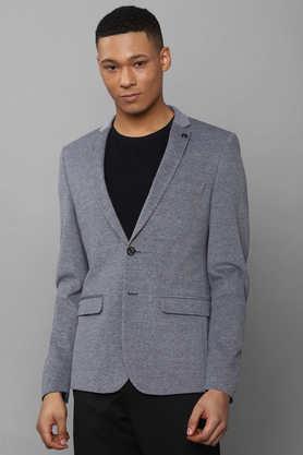 textured cotton super slim fit men's casual wear blazer - black