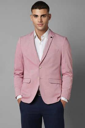 textured cotton super slim fit men's casual wear blazer - pink