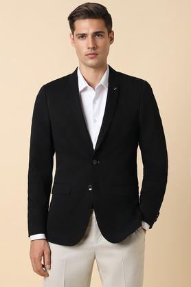 textured cotton super slim fit men's suit - black