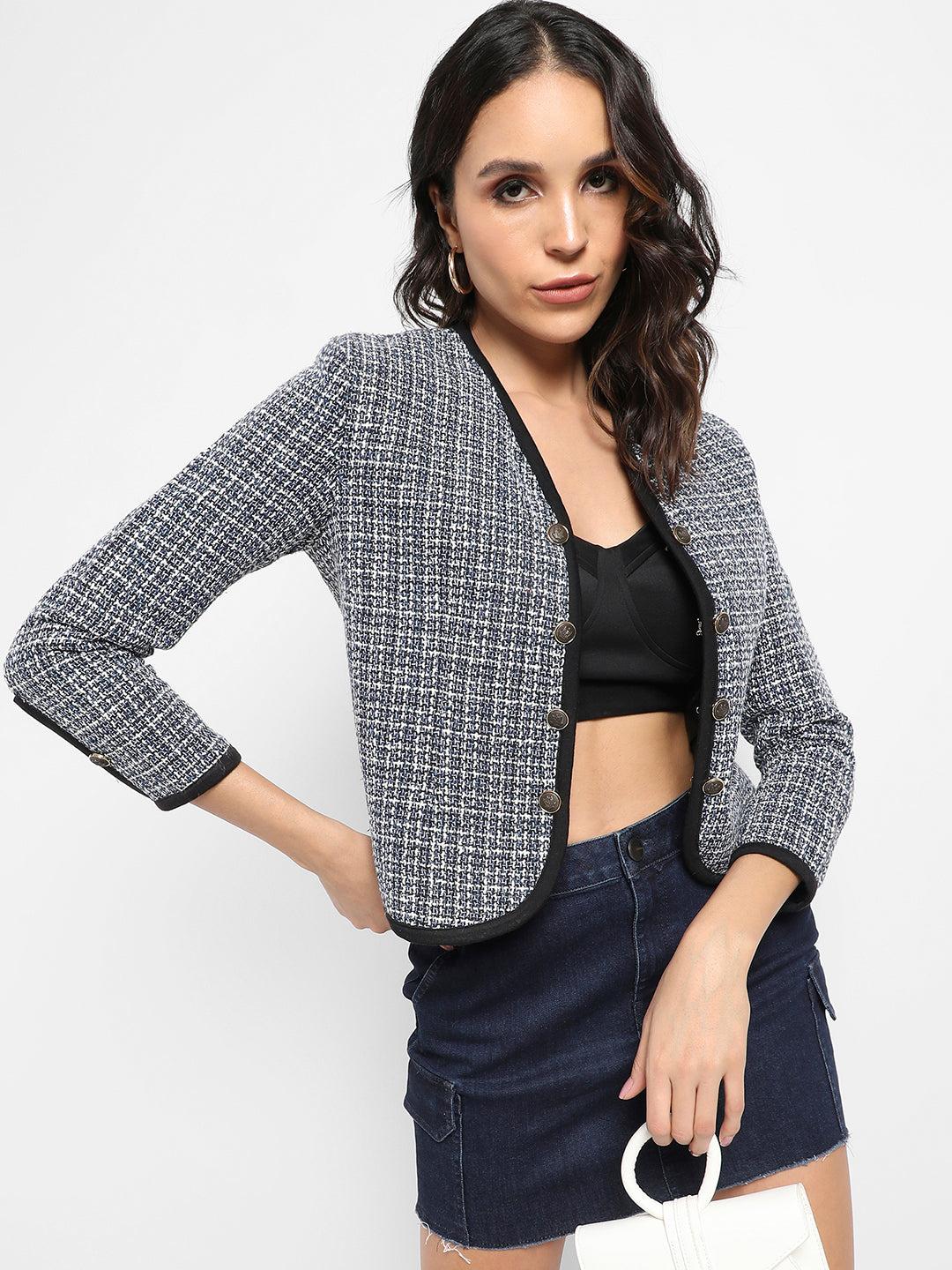 textured double breasted blazer