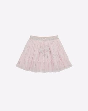 textured flared skirt with elasticated waist